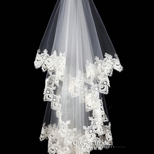 High end Elegant Cathedral 300cm Long Handmade Lace Flower Bridal Wedding Veil Bride Deco
