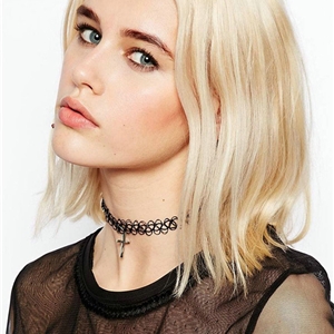 Hot sale Fashion Women Metal Cross Elastic Tattoo Choker Necklace Clavicle Chain