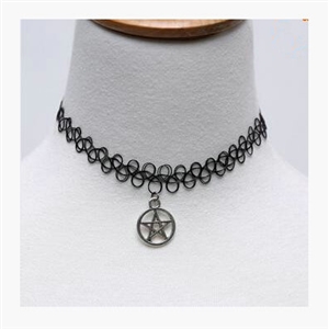 Hot sale Fashion Women Metal David Star Elastic Tattoo Choker Necklace Clavicle Chain