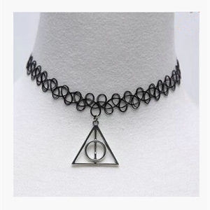 Hot sale Fashion Women Metal Harry Porter Triangle Elastic Tattoo Choker Necklace Clavicle Chain