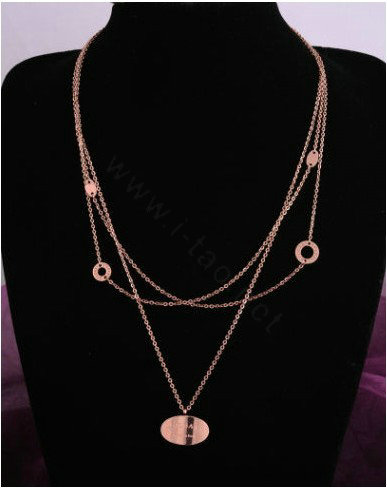 Hot sale Woman 18K Rose Gold Plated Alloy Pendant Three Layers Clavicle Chain Necklace