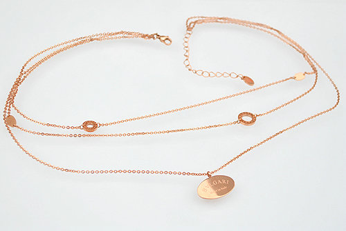 Hot sale Woman 18K Rose Gold Plated Alloy Pendant Three Layers Clavicle Chain Necklace