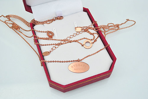 Hot sale Woman 18K Rose Gold Plated Alloy Pendant Three Layers Clavicle Chain Necklace
