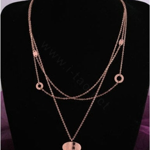 Hot sale Woman 18K Rose Gold Plated Alloy Pendant Three Layers Clavicle Chain Necklace