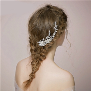 Luxury Bridal Wedding Pearl Alloy Flower Rhinestone Crystal Bride Headband Hair Clip Accessories