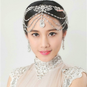 Luxury Wedding Headdress Rhinestone Crystal Flower Tassel Bridal Headband Hair Accessories
