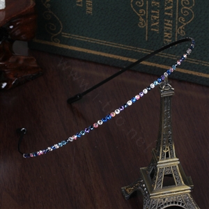 Luxury Woman Blue Rhinestone Ultrathin Alloy Crystal HeadBand Girls Hair Hoop Accessories