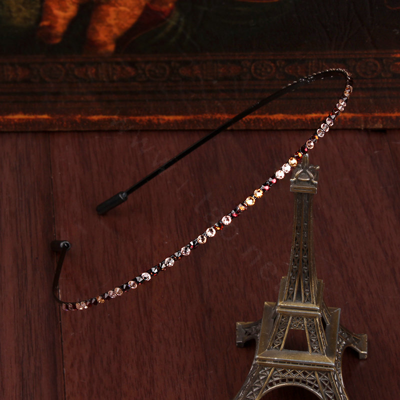 Luxury Woman Coffee Rhinestone Ultrathin Alloy Crystal HeadBand Girls Hair Hoop Accessories