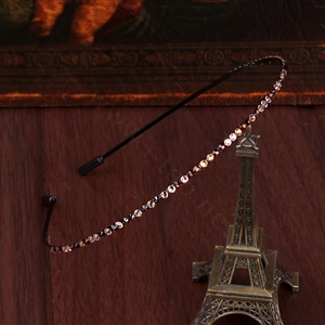 Luxury Woman Coffee Rhinestone Ultrathin Alloy Crystal HeadBand Girls Hair Hoop Accessories