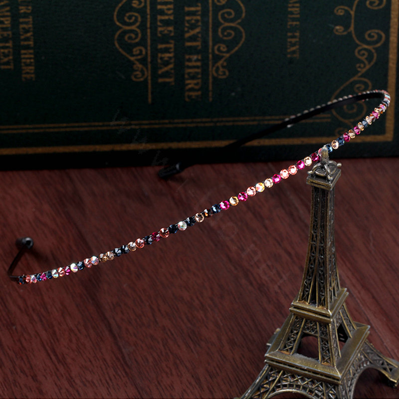 Luxury Woman Colour Rhinestone Ultrathin Alloy Crystal HeadBand Girls Hair Hoop Accessories