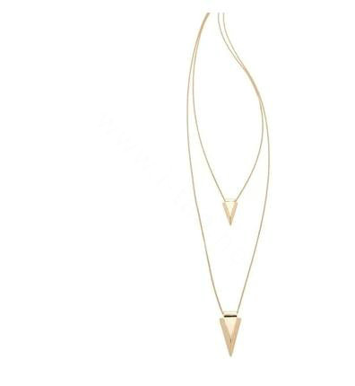 New Retro Women Gold-plated Multi layer Metal Shark's tooth Triangle Necklace Clavicle Chain