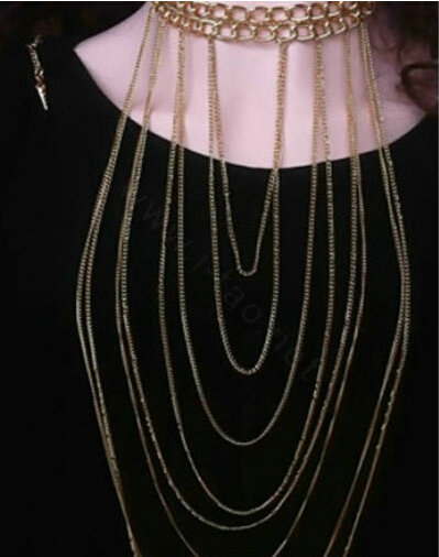 Personality Alloy Gold Plated Body Chain Layering Bodychain Punk Tassel Necklace Girlfriend Gift