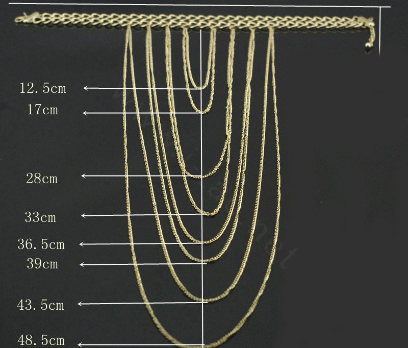 Personality Alloy Gold Plated Body Chain Layering Bodychain Punk Tassel Necklace Girlfriend Gift