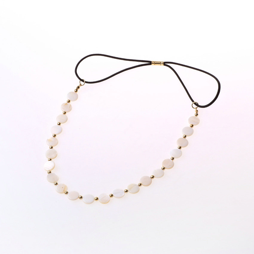 Retro Bohemia Woman Natural Shell Alloy Copper Beads Elastic Headband Hair Band Accessories