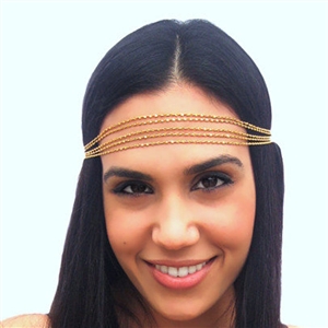 Retro Classic Woman Gold Plated Alloy Five Metal Chain Multilayer Headband Hair Band Accessories