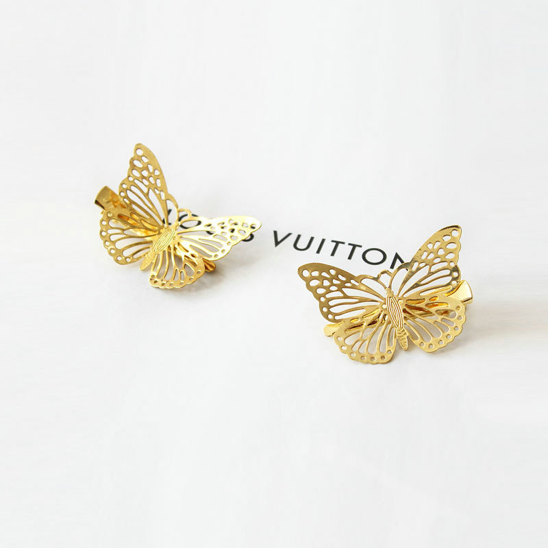 Retro Cute Woman Gold Plated Princess Alloy Butterfly Edge Side Clip Hair pin Accessories 4 piece