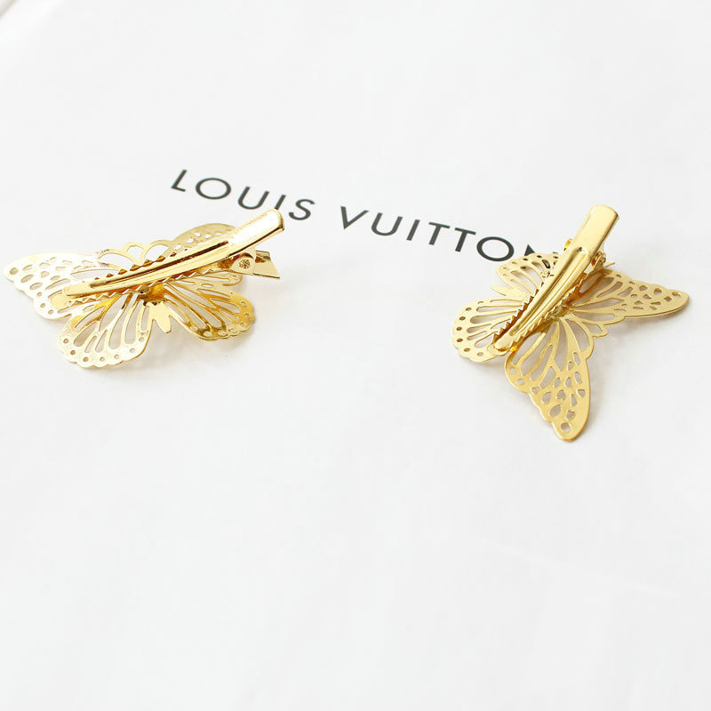 Retro Cute Woman Gold Plated Princess Alloy Butterfly Edge Side Clip Hair pin Accessories 4 piece