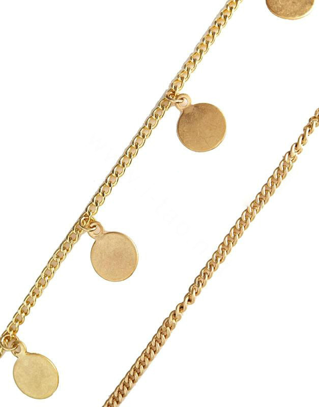 Retro Fashion Woman Alloy Bling Sequins Gold Plated Tassel Chain Headband Punk Hair Accessories