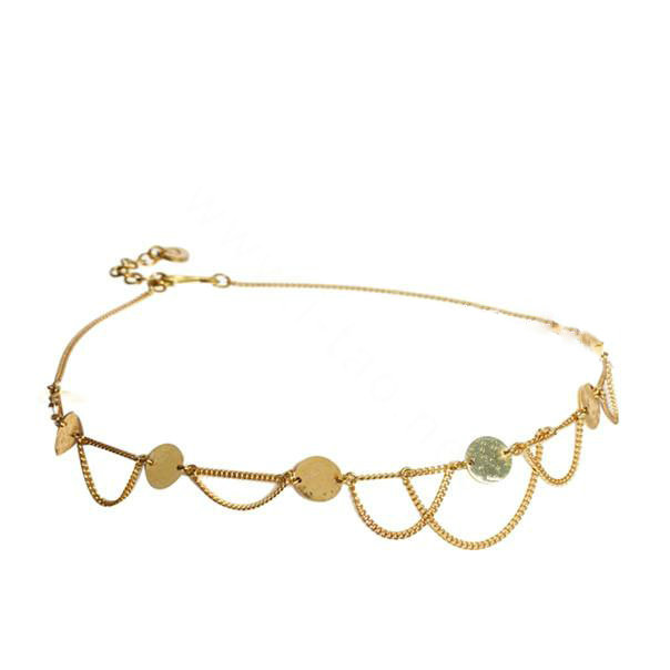 Retro Fashion Woman Alloy Bling Sequins Waves Tassel Chain Headband Punk Hair Accessories