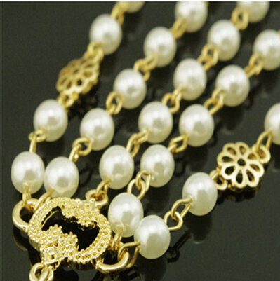 Retro Fashion Woman White Beads Crystal Pendant Alloy Multilayer Tassel Chain Headband Hair Accessories