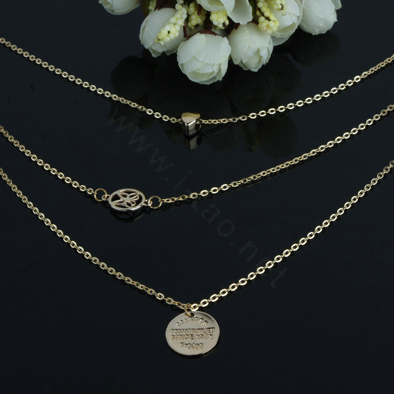 Retro Fashion Women Multi layer Gold-plated Metal Heart Sequins Hollow Butterfly Necklace Clavicle Chain