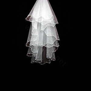 Romantic Cathedral Multilayer 150cm Short White Pearl Bridal Wedding Veil Bride Deco