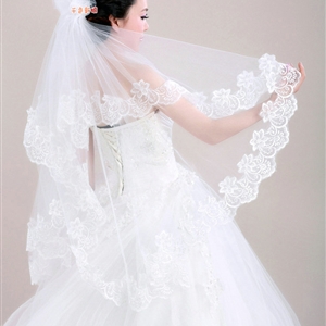 Romantic Cathedral Multilayer 300cm Length Lace Flower Edge Bridal Wedding Veil Hot Sell