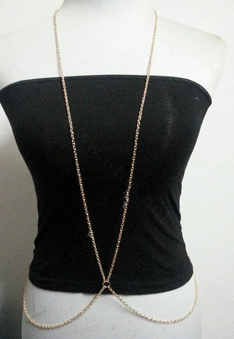Simple Alloy Gold Plated Body Chain Layering Bodychain Delicate Bikini Chain Necklace Girlfriend Gift