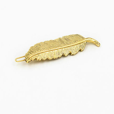 Simple Retro Woman Gold Plated Alloy Leaves Edge Clip Hair pin Accessories