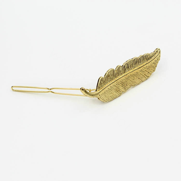 Simple Retro Woman Gold Plated Alloy Leaves Edge Clip Hair pin Accessories