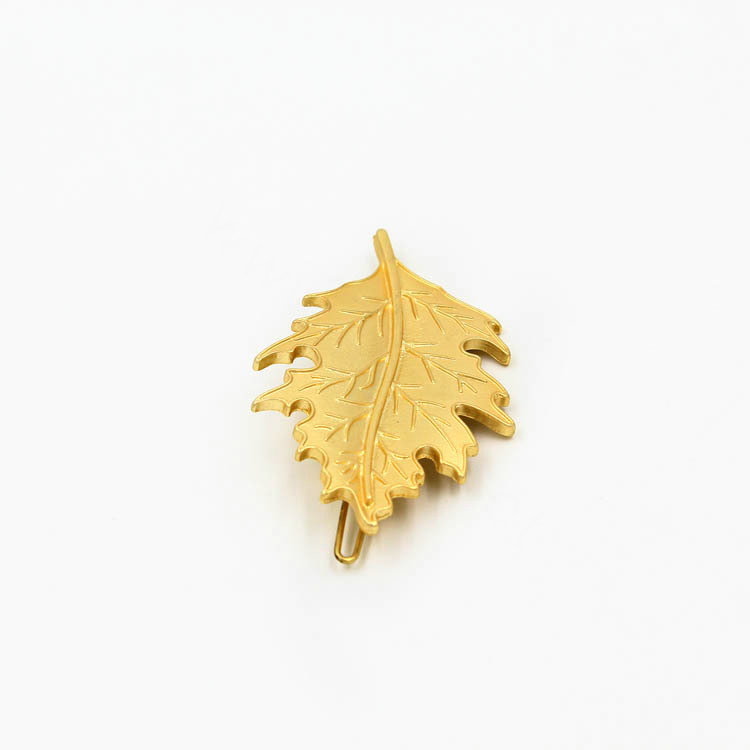 Simple Retro Woman Gold Plated Alloy Maple leaves Edge Side Clip Hair pin Accessories