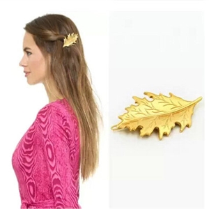 Simple Retro Woman Gold Plated Alloy Maple leaves Edge Side Clip Hair pin Accessories