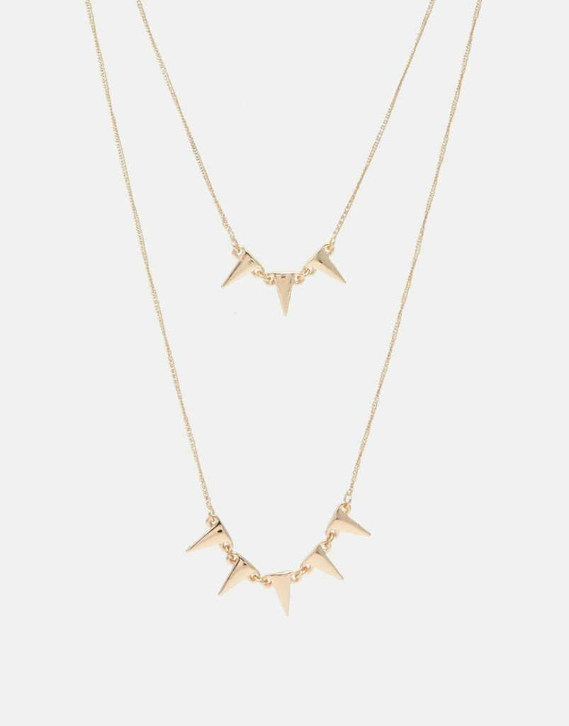 Simple Unique Fashion Women Double layer Gold-plated Triangle Metal Necklace Clavicle Chain