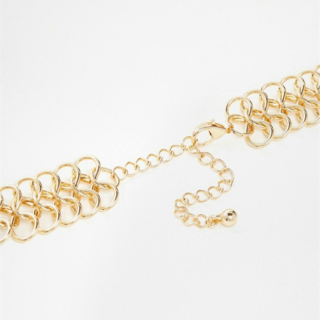 Simple Unique Fashion Women Gold-plated Hollow Hand Woven Metal Texture Choker Necklace