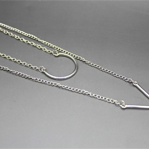 Unique Fashion Women Double layer Silver Gold-plated Geometry Triangular Necklace Clavicle Chain