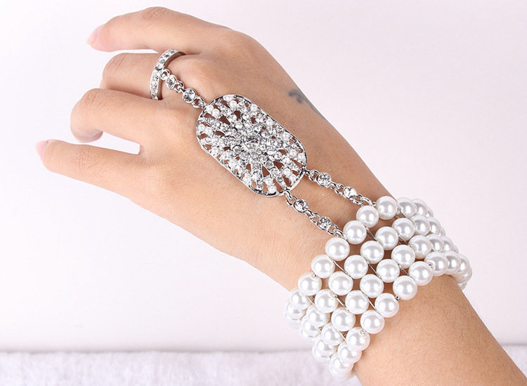 Calssic Multilayer Pearl Rhinestone Bridal Bracelet Crystal Wedding Jewelry