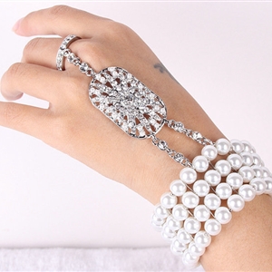 Calssic Multilayer Pearl Rhinestone Bridal Bracelet Crystal Wedding Jewelry