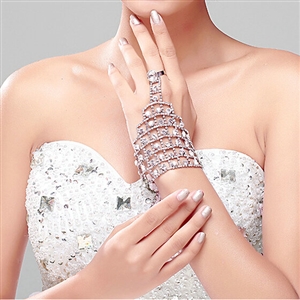 Gorgeous Hellow Rhinestone Bridal Wrap Bracelet Bride Wedding Party Crystal Bangle Chain Jewelry