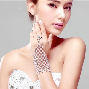 Gorgeous Squares Rhinestone Bridal Wrap Bracelet Bride Wedding Crystal Bangle Chain Jewelry