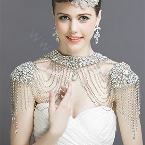 Luxious Vintage Crystal Bridal Necklace Chain Rhinestone Tassel Shoulder Strap Bride Wedding Accessories