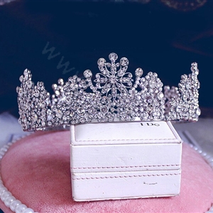 Luxurious European Style Large Round Crystal Princess Tiaras Wedding Bridal Hair Rhinestone Crown