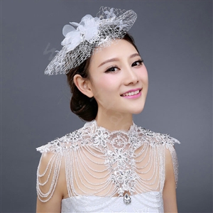 Luxury Bride Wedding Rhinestone Lace Flower Crystal Beads Tassel Bridal Choker Shoulder Chain Jewelry