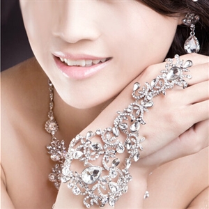 Luxury Rhinestone Flower Bridal Wrap Bracelets Wedding Jewellery Fashion Bling Marriage Accessories