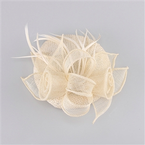 New Fashion British Ivory Flax Yarn Bridal Flower Feathers Fascinator Wedding Dress Prom Hat