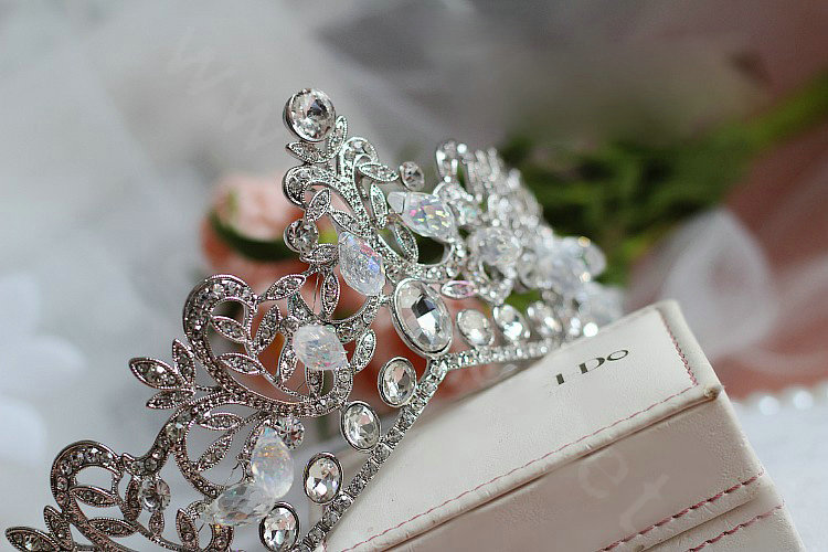 Oversize Flower Crystal Bride Wedding Tiaras Princess Rhinestone Pageant Crowns Hair Accessory