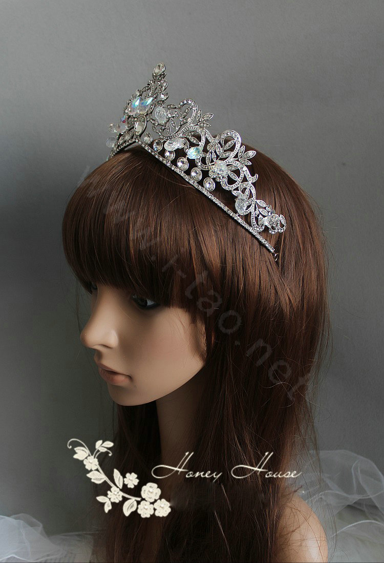 Oversize Flower Crystal Bride Wedding Tiaras Princess Rhinestone Pageant Crowns Hair Accessory