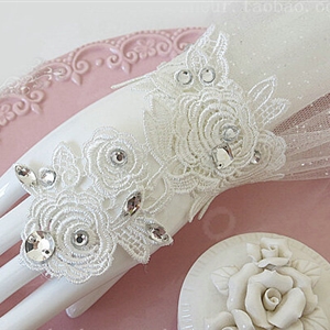 Princess Lace Flower Rhinestone Bridal Wristlet Wedding Show Dress Crystal Bracelet Chain Accessories