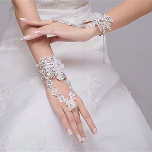 Sweety Style Lace Flower Rhinestone Bridal Wristlet Wedding Dress Perform Rhinestone Bracelet Accessories