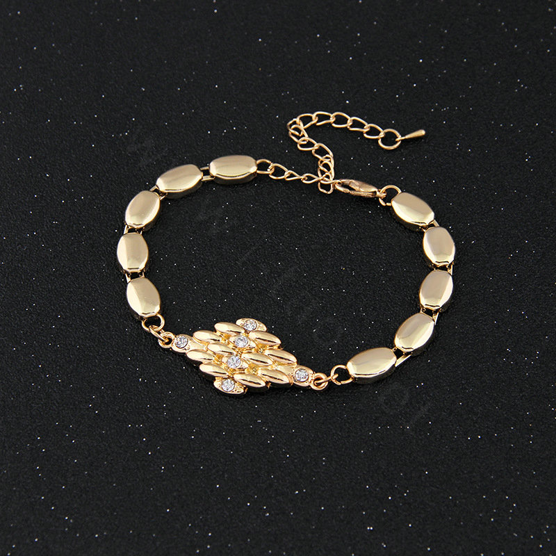 Elegant Wedding Jewelry Sets Gold Plated Bridal Party Crystal Hellow Necklace Earrings Bracelet Ring 4pcs