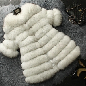 Extre Luxury Genuine Real Whole Fox Fur Coats Fashion Women Medium-long Fur Outerwear - White